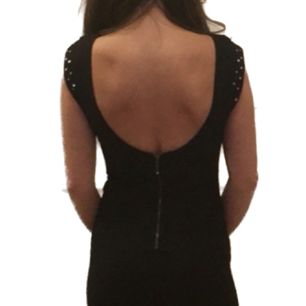 $20 Bundled💥 ZARA Backless Black Textured Capped Sleeves Fitted Bodycon Mini Dre